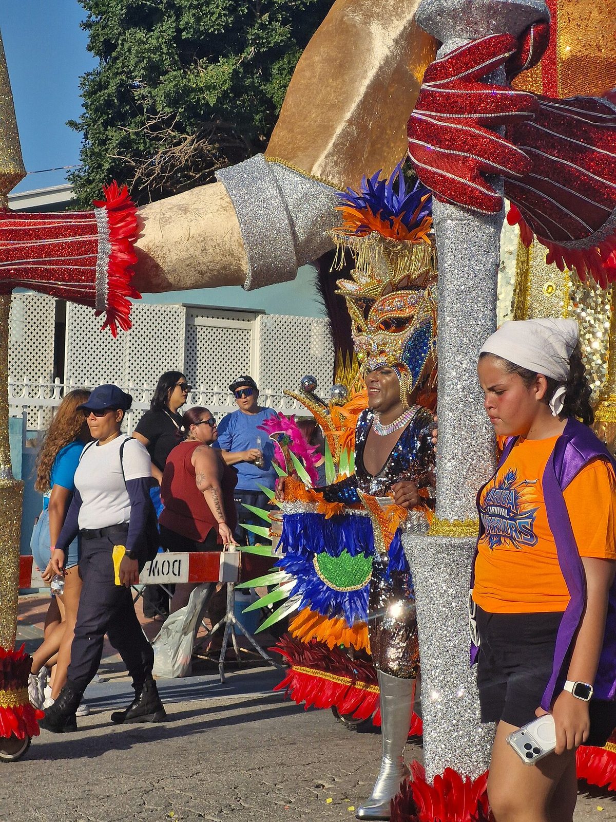 Costumed dancer at the Grand Carnival Parade in San Nicolas, Aruba