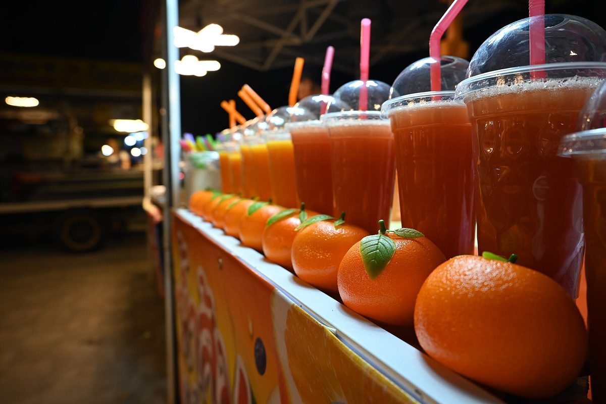 Fresh tropical fruit batido smoothie from an Aruba roadside shack