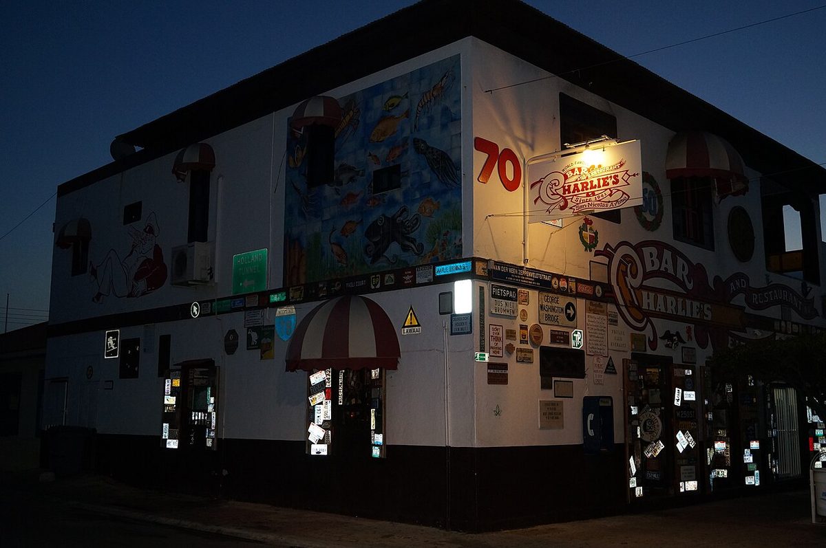 Charlie's Bar in San Nicolas, Aruba, the island's famous bar open since 1941