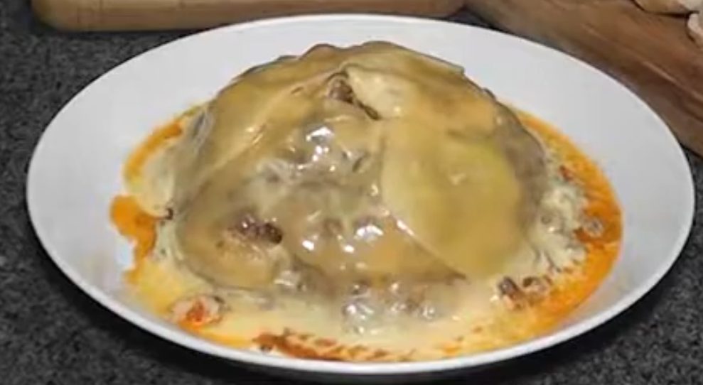 Keshi yena, a baked stuffed cheese dish that is one of the most famous examples of aruban food