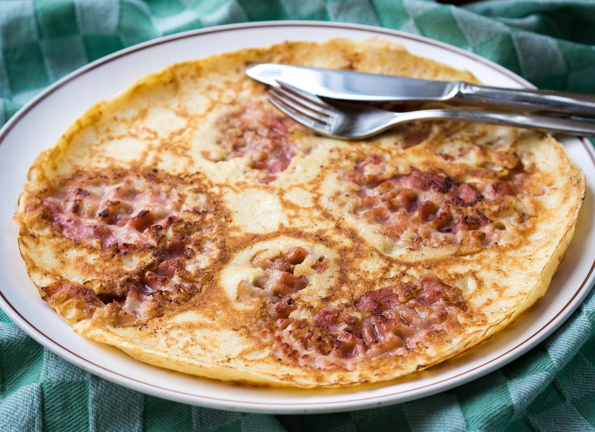 Thin Dutch pancake, the best breakfast in Aruba for sweet and savory lovers
