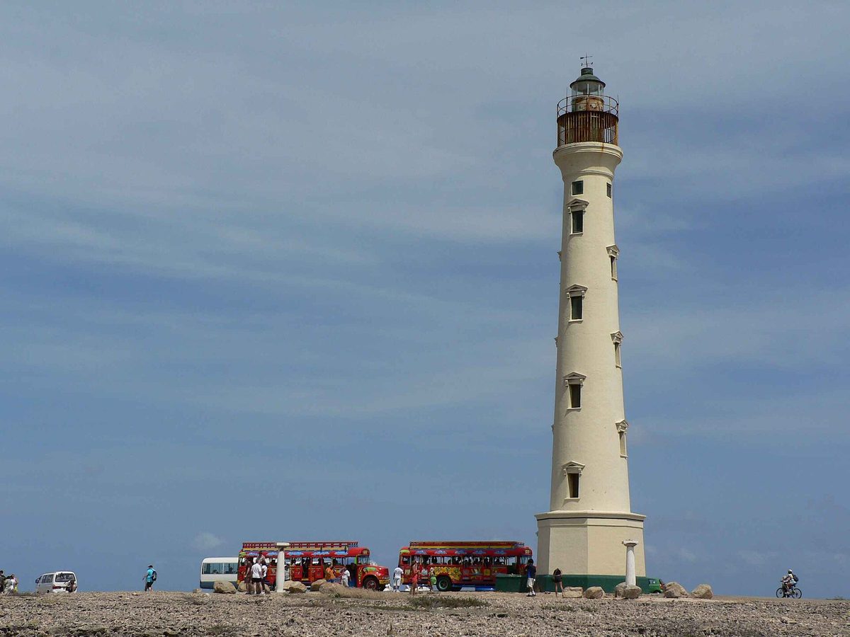 California Lighthouse on the northern tip of Aruba above the dunes
