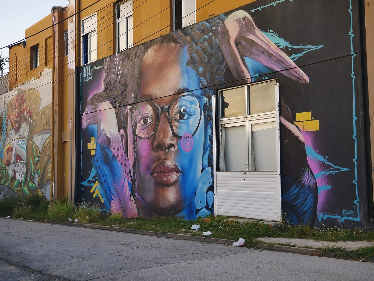 Colorful street-art mural in San Nicolas, Aruba's free open-air gallery