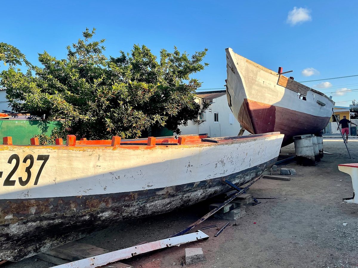 Fishing boats moored at Oranjestad, Aruba, where many fishing charters depart