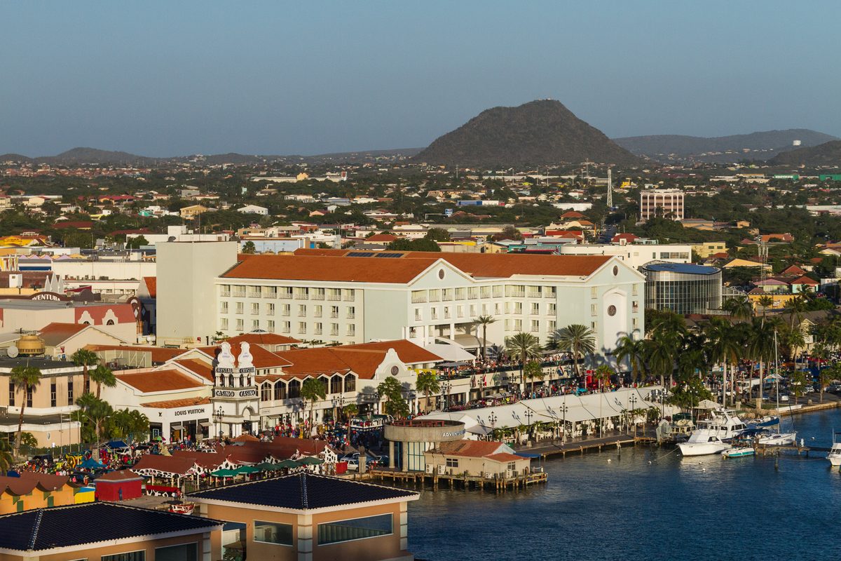 The Renaissance Marketplace, marina and waterfront in downtown Oranjestad, Aruba
